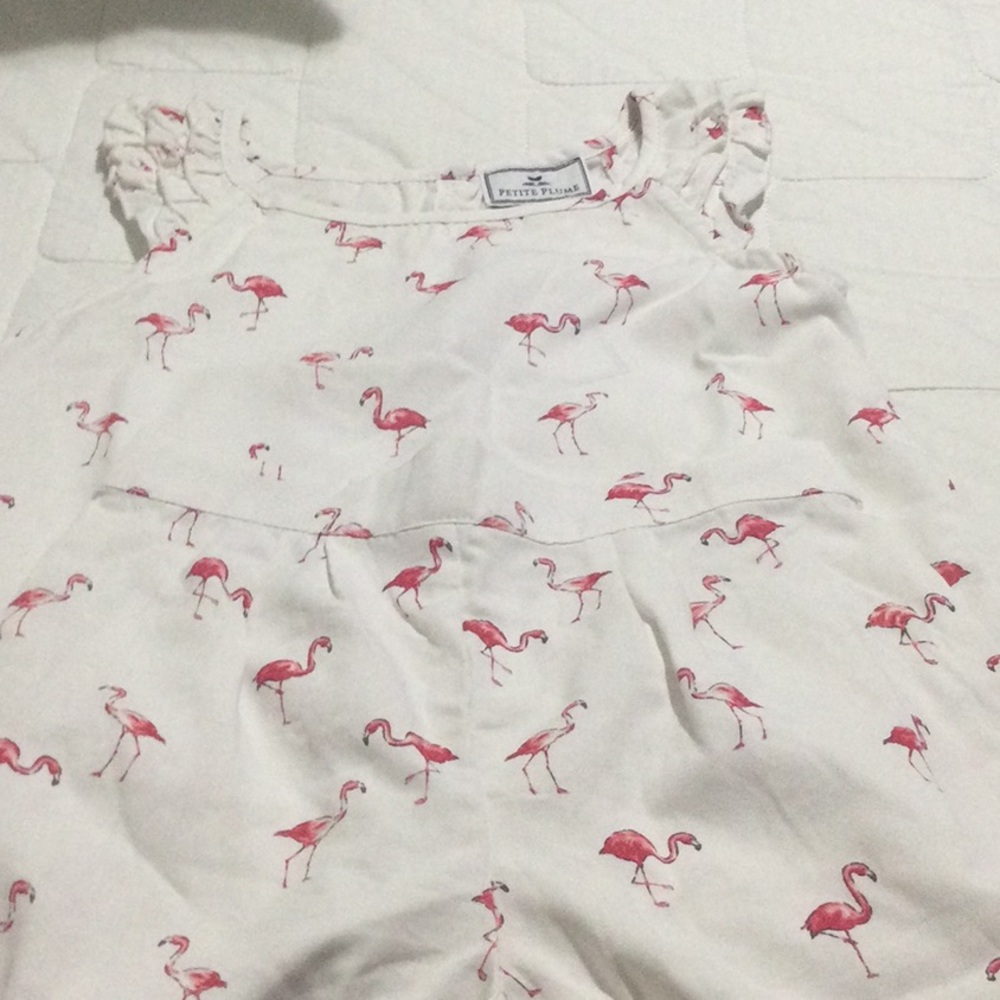Petite Plume Kids Flamingo Pajama Set - White and Pink - Picture 2 of 3